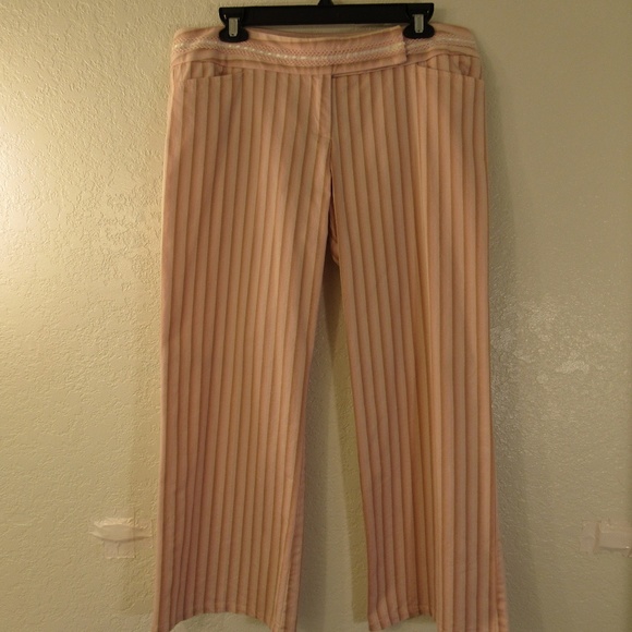Nanette Lepore Pants - Nanette Lepore Pink Striped Ankle Pants Sz 12